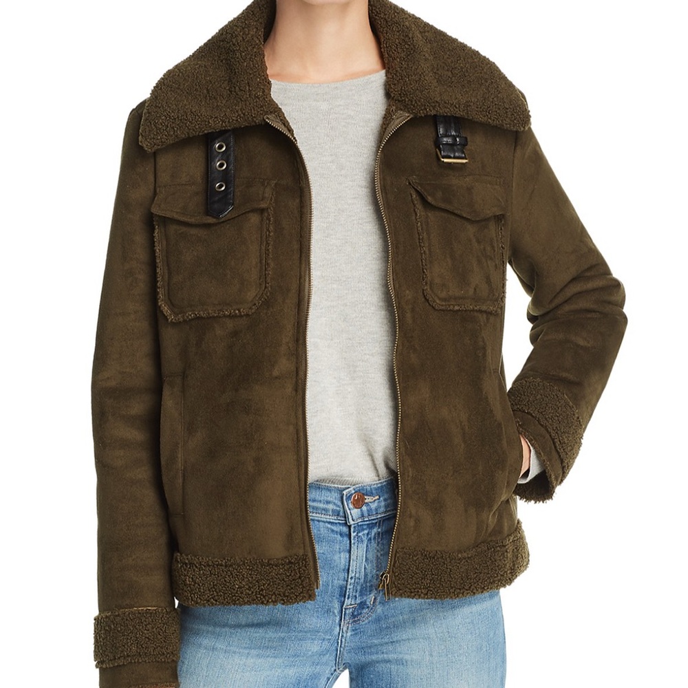 MOTHER Denim NEW Four Corners Bomber Jacket Sherpa Size Small NWT, Never Worn